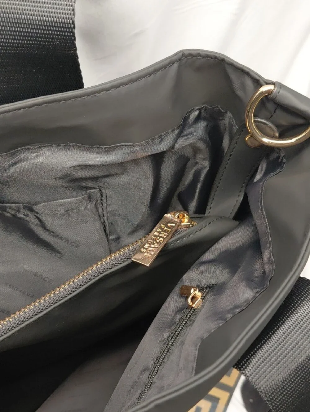 Versace Black Tote with Gold Medusa Logo